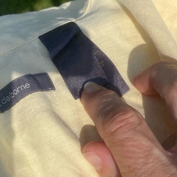 Liz Claiborne 100% Linen blouse yellow 3/4 sleeves convertible to 1/2 sleeves - Picture 14 of 15